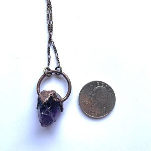Copper Necklace with Amethyst Crystal